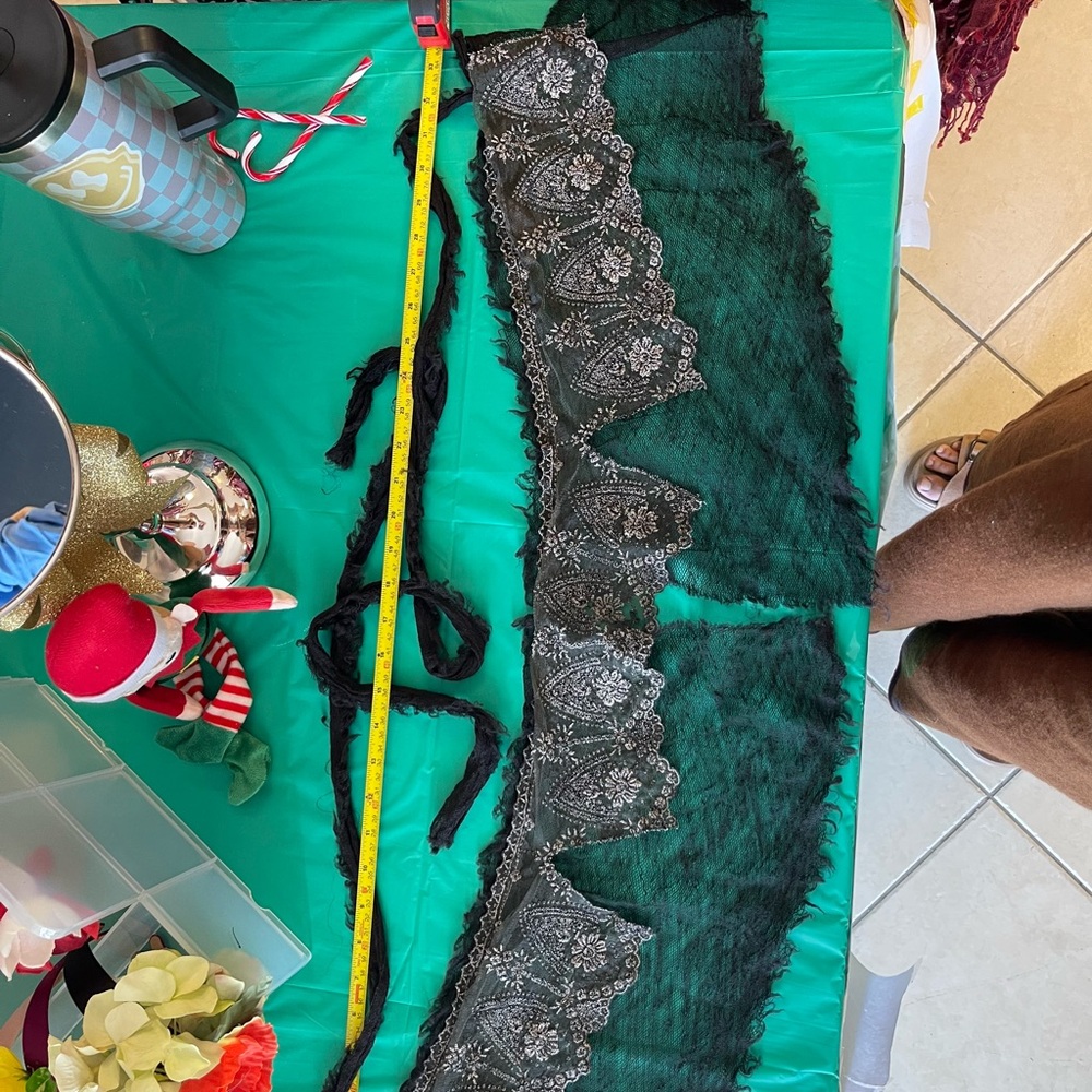 Robin Kaplan Brown Black Lace Silk Shawl / Belt - Picture 8 of 8